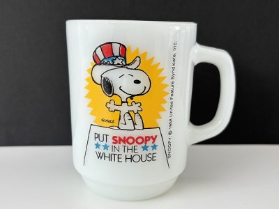 画像1: ファイヤーキング マグカップ スヌーピー マグ プレジデント NO.3 PEANUTS 大統領選 Fire-king SNOOPY USA ヴィンテージ