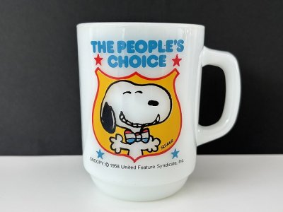 画像1: 藤井風さん 愛用モデル ファイヤーキング マグカップ スヌーピー マグ プレジデント NO.4 PEANUTS 大統領選 Fire-king SNOOPY USA ヴィンテージ