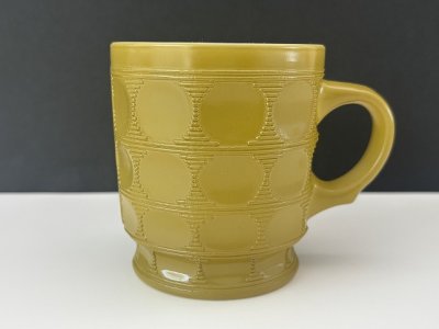 画像1: レアマグ ファイヤーキング キャメロット 緑 マグ Fire-king ヴィンテージ USA