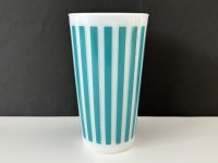 ヘーゼルアトラス キャンディストライプ 水色 ブルー ミルクガラスタンブラー vintage HAZEL ATLAS ヴィンテージ