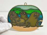 ステンドグラス風 ウォールデコ サンキャッチャー 海の生き物 壁掛け飾り USA オールド ヴィンテージ vintage