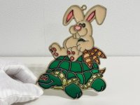 ステンドグラス風 ウォールデコ サンキャッチャー うさぎ カメ 壁掛け飾り USA オールド ヴィンテージ vintage