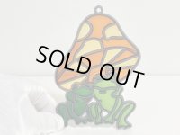 ステンドグラス風 ウォールデコ サンキャッチャー キノコ カエル 壁掛け飾り USA オールド ヴィンテージ vintage