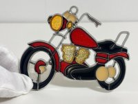 ステンドグラス風 ウォールデコ サンキャッチャー バイク 壁掛け飾り USA オールド ヴィンテージ vintage