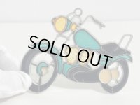 ステンドグラス風 ウォールデコ サンキャッチャー バイク 壁掛け飾り USA オールド ヴィンテージ vintage