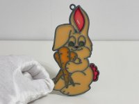 ステンドグラス風 ウォールデコ サンキャッチャー うさぎ  壁掛け飾り USA オールド ヴィンテージ vintage