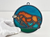 ステンドグラス風 ウォールデコ サンキャッチャー バッファロー 壁掛け飾り USA オールド ヴィンテージ vintage