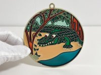 ステンドグラス風 ウォールデコ サンキャッチャー ワニ 壁掛け飾り USA オールド ヴィンテージ vintage