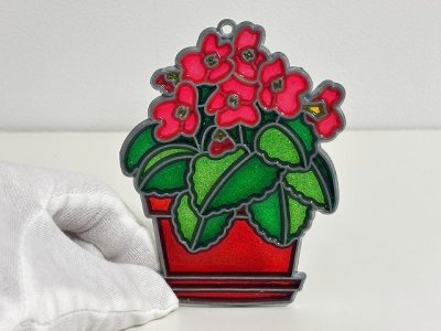 画像1: ステンドグラス風 ウォールデコ サンキャッチャー お花 フラワー 壁掛け飾り USA オールド ヴィンテージ vintage