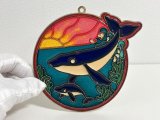 ステンドグラス風 ウォールデコ サンキャッチャー 海の生き物 壁掛け飾り USA オールド ヴィンテージ vintage
