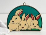 ステンドグラス風 ウォールデコ サンキャッチャー うさぎ 壁掛け飾り USA オールド ヴィンテージ vintage