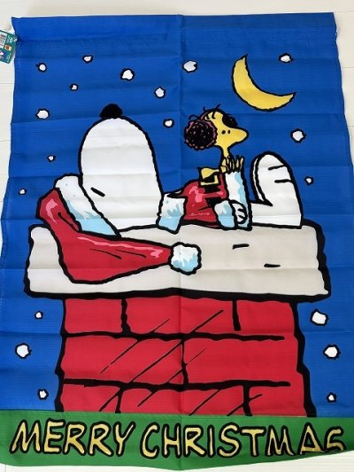 画像2: 未使用 タグ付き スヌーピー ウッドストック BIG FLAG フラッグ SNOOPY PEANUTS USA
