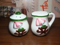 ビンテージ ソルト&ペッパー セット 陶器製 アンティーク 調味料入れ(vintage antique S&P set)