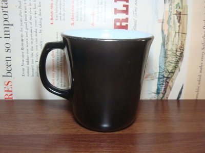 画像1: オールドパイレックス マグ マグカップ カラーマグ 黒 ブラック(PYREX)