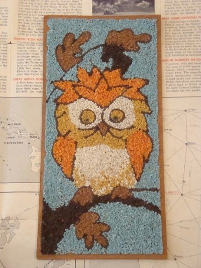 画像1: ヴィンテージ ふくろう OWL 壁掛け飾り ハンドメイド ウォールディスプレイ アンティーク vintage USA