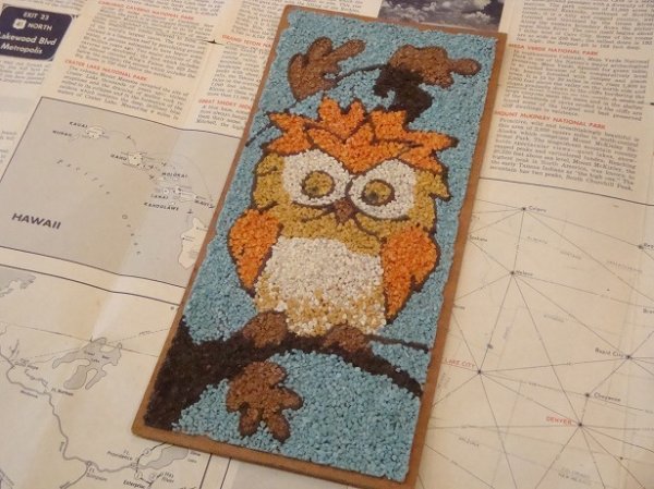 画像1: ヴィンテージ ふくろう OWL 壁掛け飾り ハンドメイド ウォールディスプレイ アンティーク vintage USA (1)