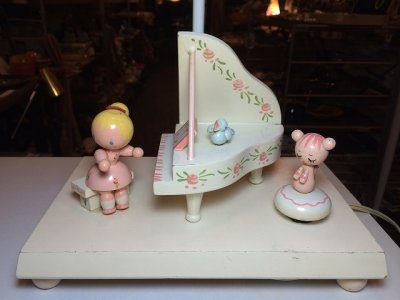 画像1: オルゴール付!!  アンティーク ナーサリー ランプ ナイトランプ NURSERY テーブルランプ ヴィンテージ vintage USA