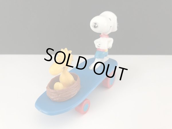 画像1: スヌーピー ウッドストック 1970's AVIVA製 ビンテージ スケボーTOY SKATEBOARD vintage SNOOPY PEANUTS (1)