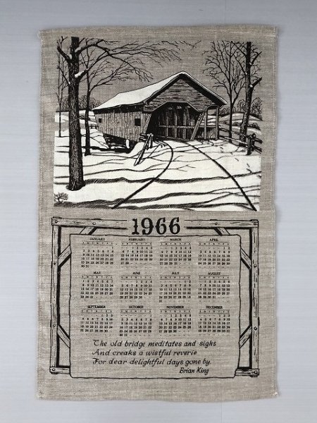 画像1: 1966年 ヴィンテージ キッチンリネン カレンダー vintage USA  (1)