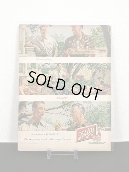 画像1: SCHLITZ BEER ビンテージ LIFE誌 1948年 ビンテージ広告 切り取り アドバタイジング ポスター (1)