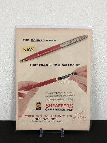 画像1: SHEAFFER'S ビンテージ LIFE誌 1957年 ビンテージ広告 切り取り アドバタイジング ポスター (1)