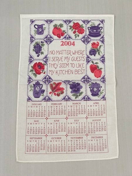 画像1: 2004年 キッチン ティータオル カレンダー vintage USA ヨーロッパ オールド ヴィンテージ (1)