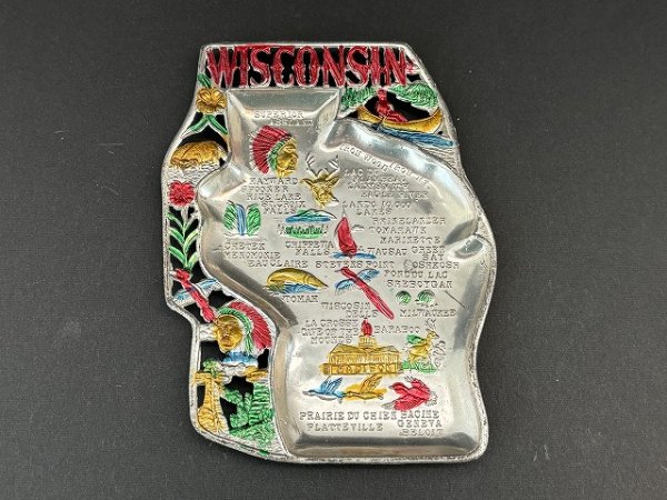 画像1: USA ヴィンテージ スーベニア アッシュトレイ ウィスコンシン州 Wisconsin 灰皿 1950s 1960s vintage souvenir Antique ashtray (1)