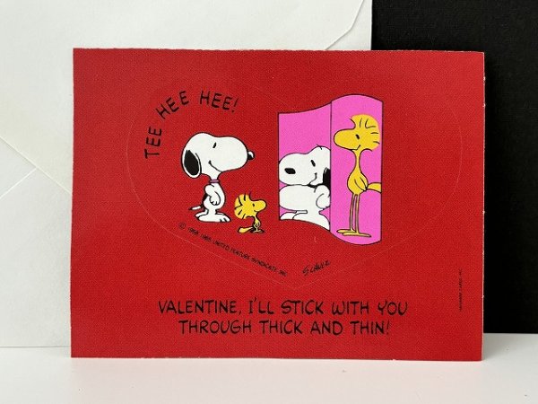 画像1: HALLMARK スヌーピー PEANUTS バレンタイン シール カード 封筒セット USA (1)