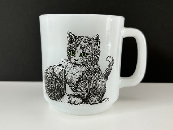 画像1: グラスベイク CAT キャット 猫 ネコ ねこ マグ ヴィンテージ Glasbake (1)