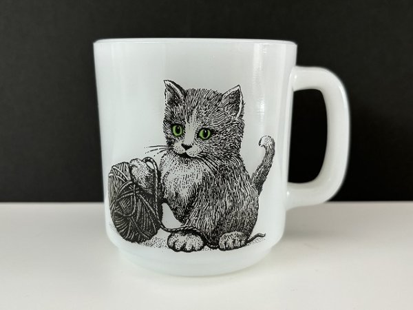 画像1: グラスベイク CAT キャット 猫 ネコ ねこ マグ ヴィンテージ Glasbake (1)