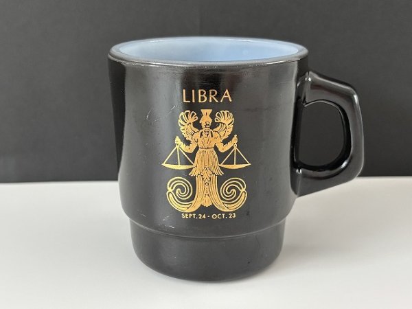 画像1: レア！ファイヤーキング ゾディアック ZODIAC 星座 天秤座 マグ ホロスコープ Fire-king USA ヴィンテージ (1)