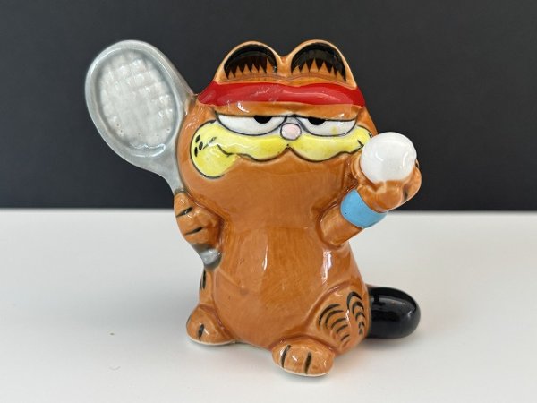 画像1: USA ヴィンテージ ENESCO ガーフィールド 置物 Garfield 1980s テニス (1)