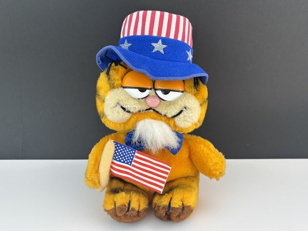 画像1: USA ヴィンテージ ガーフィールド ぬいぐるみ Garfield 1980s アメリカ アンクルサム 星条旗 (1)