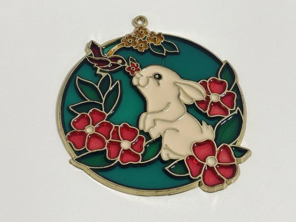 画像2: ステンドグラス風 ウォールデコ サンキャッチャー うさぎ 鳥 壁掛け飾り USA オールド ヴィンテージ vintage (2)