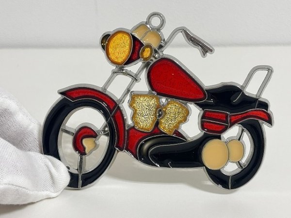画像1: ステンドグラス風 ウォールデコ サンキャッチャー バイク 壁掛け飾り USA オールド ヴィンテージ vintage (1)