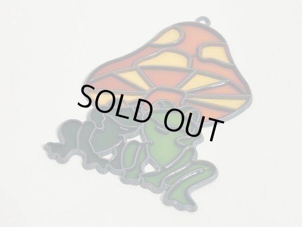 画像2: ステンドグラス風 ウォールデコ サンキャッチャー キノコ カエル 壁掛け飾り USA オールド ヴィンテージ vintage (2)