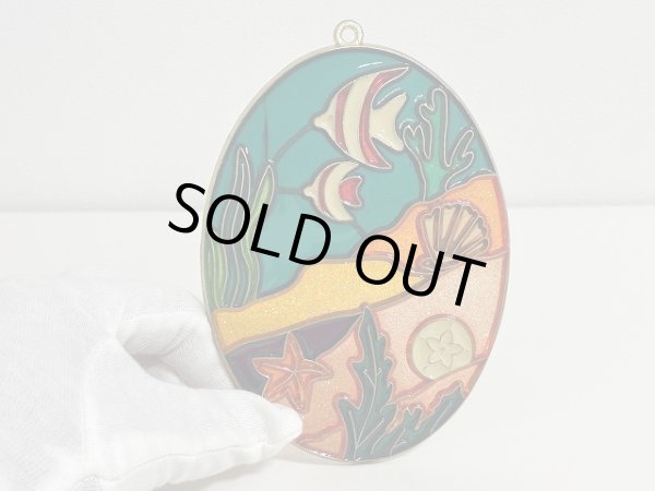 画像1: ステンドグラス風 ウォールデコ サンキャッチャー 海の生き物 壁掛け飾り USA オールド ヴィンテージ vintage (1)