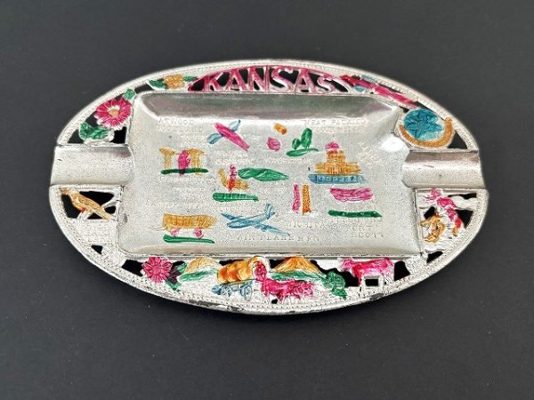画像1: USA ヴィンテージ スーベニア アッシュトレイ カンザス州 Kansas 灰皿  vintage souvenir ashtray (1)
