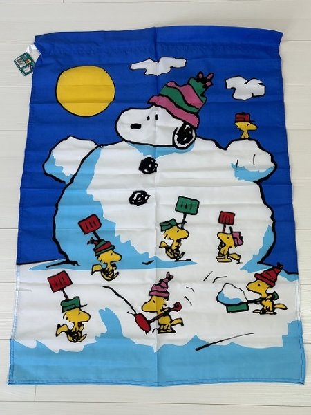 画像1: 未使用 タグ付き スヌーピー ウッドストック BIG FLAG フラッグ SNOOPY PEANUTS USA (1)