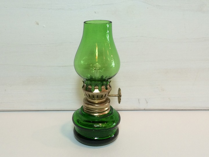 ビンテージ オイルランプ OIL LAMP アンティーク グリーンガラス