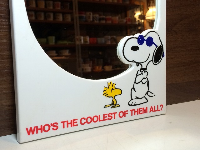Determined スヌーピー Snoopy Joe Cool ジョークール ビンテージ 壁掛け ミラー 鏡 ウッドストック Usa