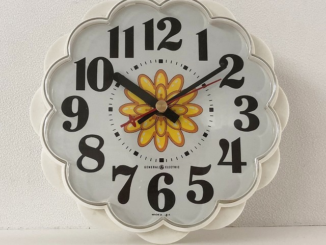 1960's 70's ゼネラルエレクトリック社製 フラワーモチーフ 壁掛け時計 