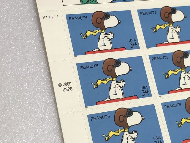 01年 スヌーピー フライングエース レッドバロン Usa 切手シート Snoopy Peanuts Usa