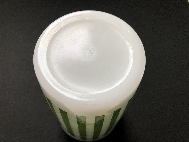 ヘーゼルアトラス キャンディストライプ 緑 グリーン ミルクガラス 
