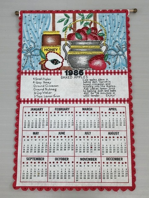 1986年 フェルト ヴィンテージ カレンダー Vintage Usa ヨーロッパ オールド ビンテージ