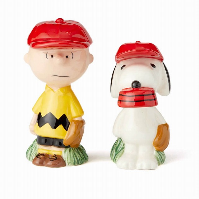 新品雑貨] enesco ソルト＆ペッパー スヌーピー＆チャーリーブラウン ベースボール PEANUTS SNOOPY