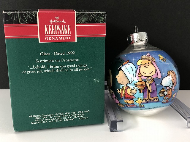 ビンテージ スヌーピー 箱付き 1992年 クリスマス ball ボール オーナメント USA HALLMARK SNOOPY vintage  ホールマーク