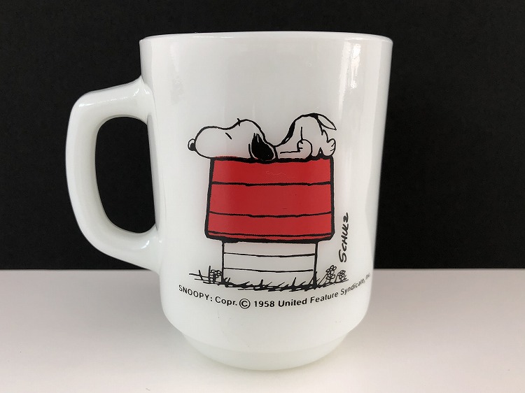 ファイヤーキング スヌーピー モーニングアレルギー マグカップ Usa ヴィンテージ Fire King Snoopy Peanuts