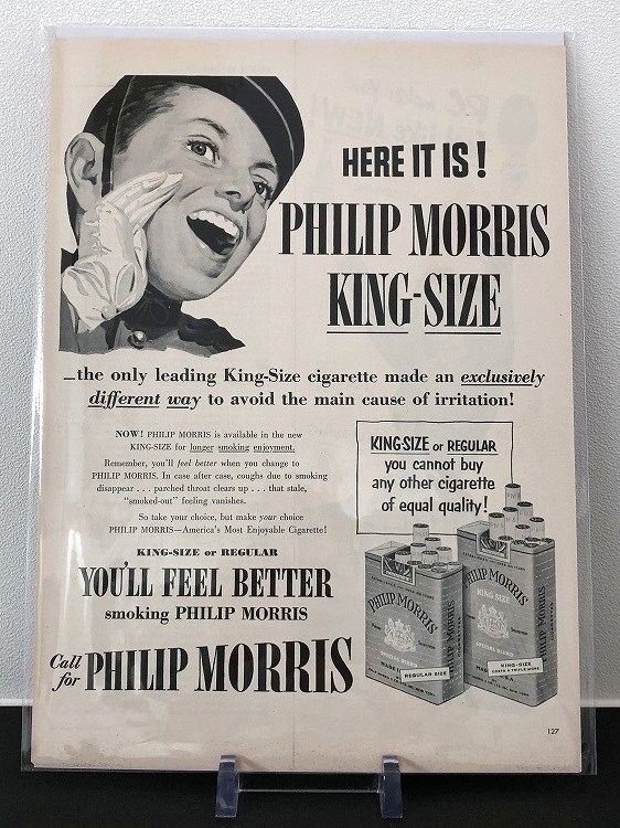 Philip Morris ビンテージ Life誌 1953年 ビンテージ広告 切り取り アドバタイジング ポスター