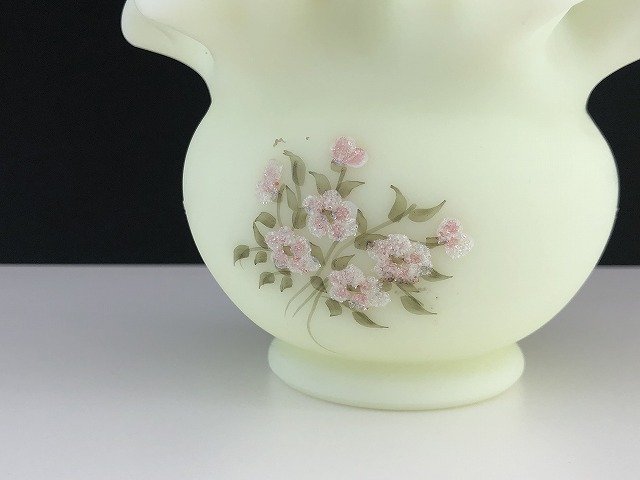 直販入荷希少品！オールドフェントン　Fenton　ウランガラス　ヴァセリン　アンティークUSA アートガラス　アメリカ製40\'s～50\'s/蚤の市アールデコ 工芸ガラス